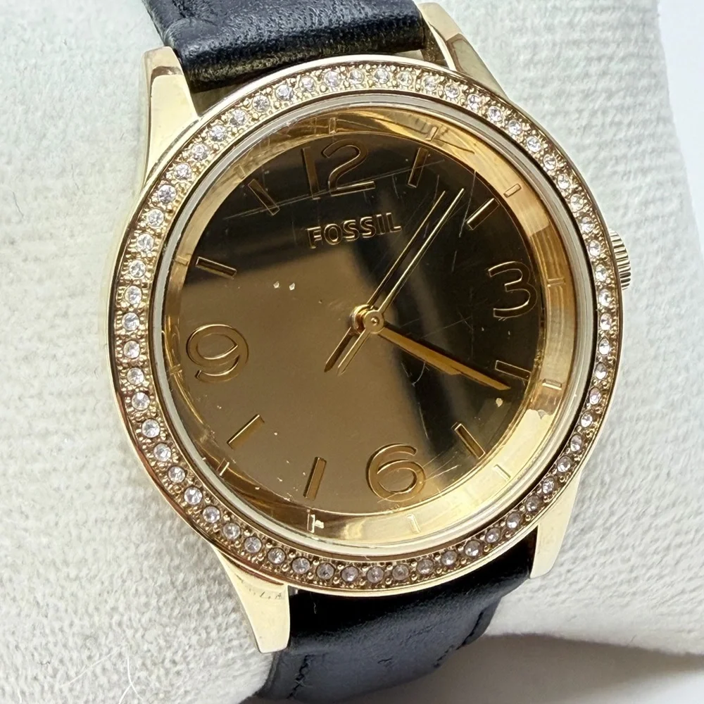 Fossil Gold-Tone Watch with Black Strap - Picture 2 of 7